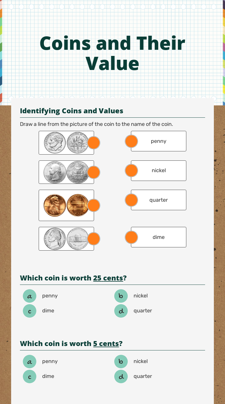 Coins And Their Value Interactive Worksheet By William Snider Wizer me