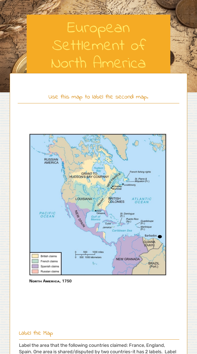 European Settlements In North America Worksheet Answers