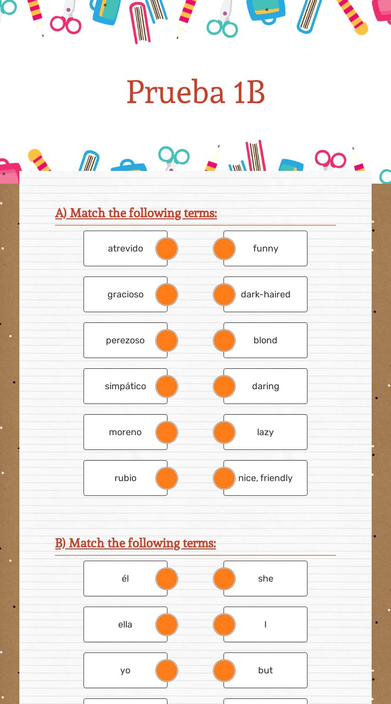 Prueba 1B worksheet preview image