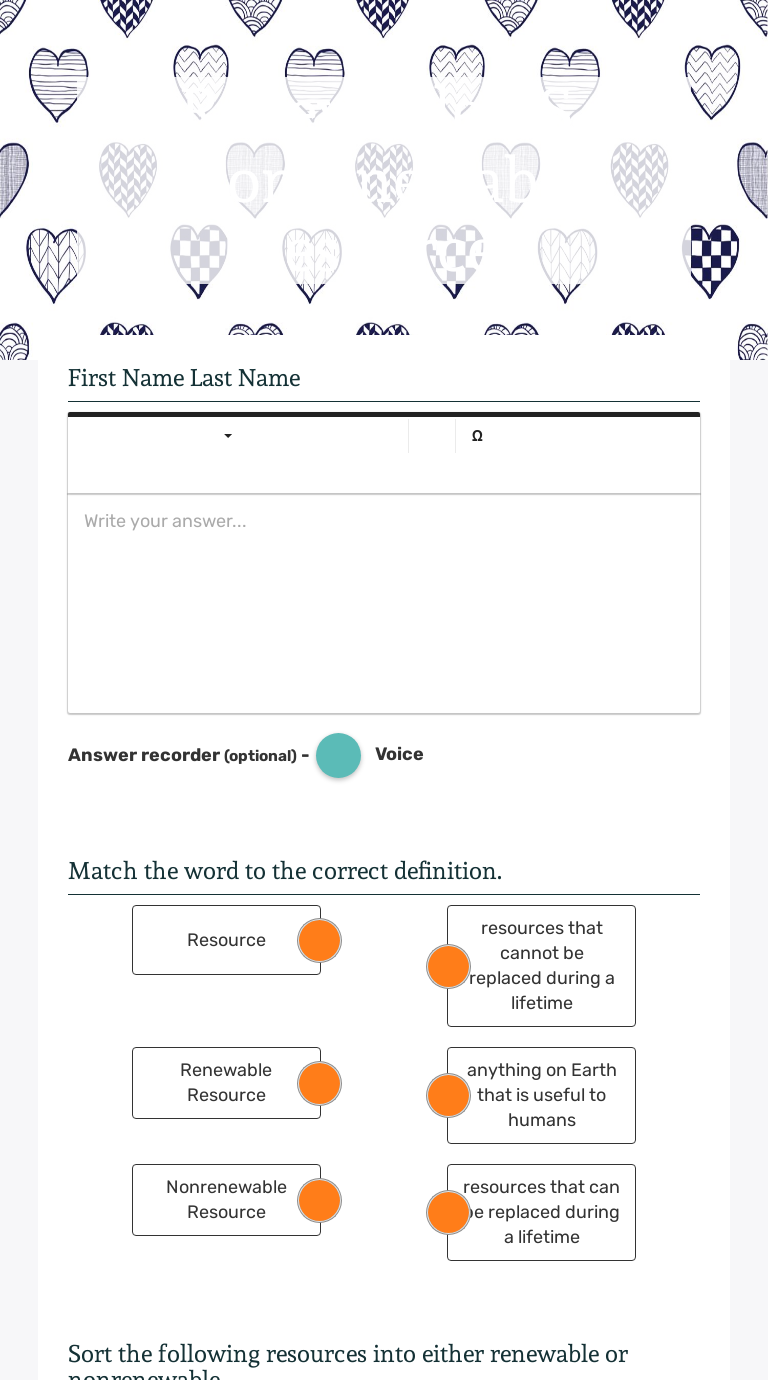 Renewable VS. Nonrenewable Resources worksheet preview image