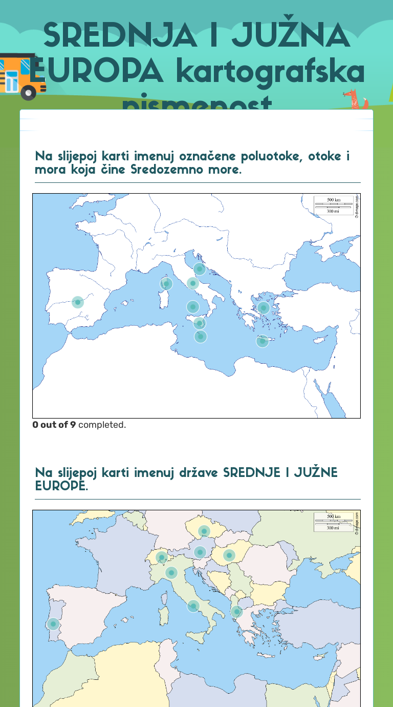 SREDNJA I JUŽNA EUROPA kartografska pismenost worksheet preview image