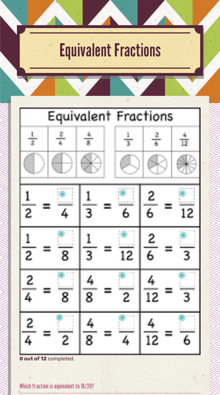 Equivalent Fractions worksheet preview image