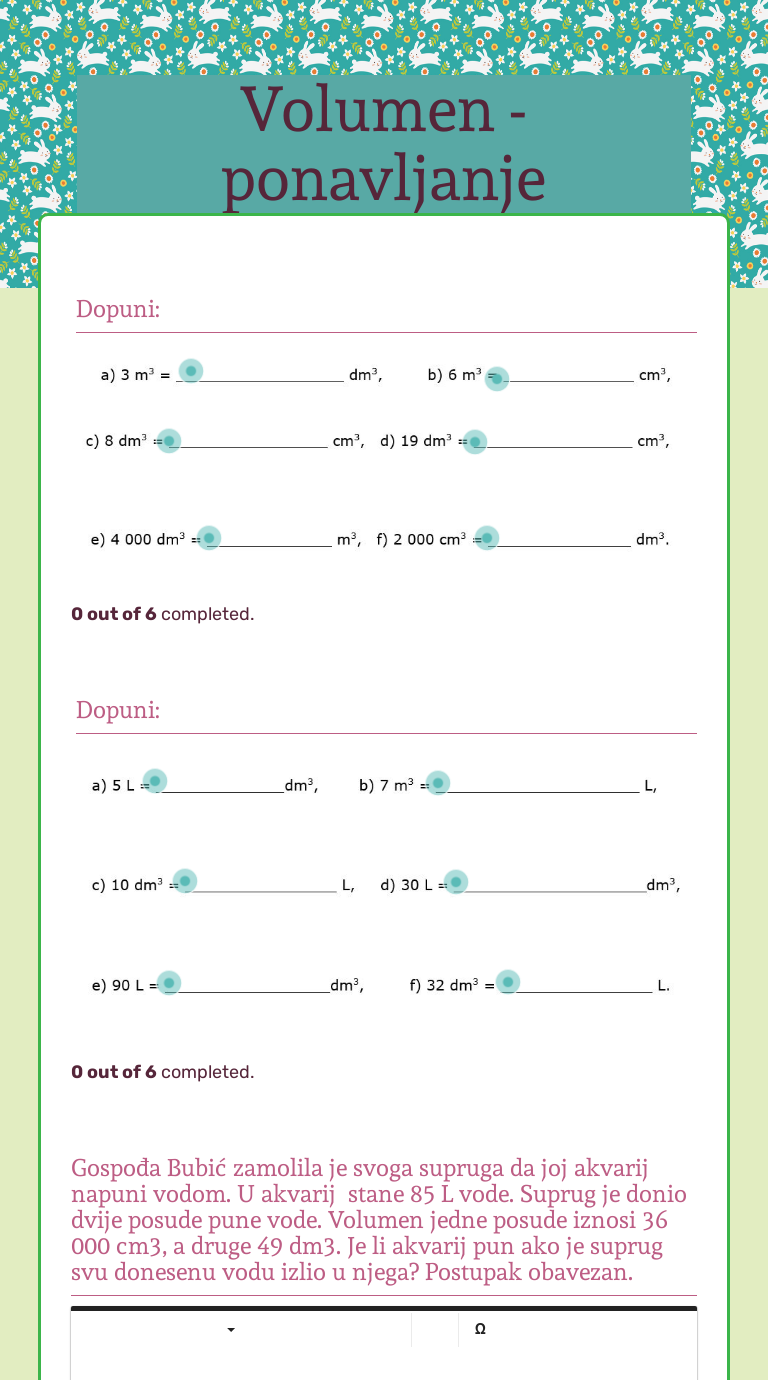 Volumen - ponavljanje Grade 5 worksheet preview