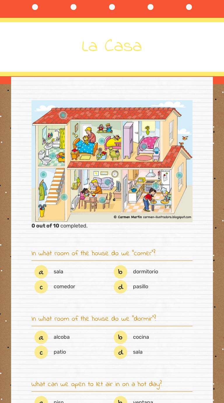 La Casa | Interactive Worksheet | Wizer.me