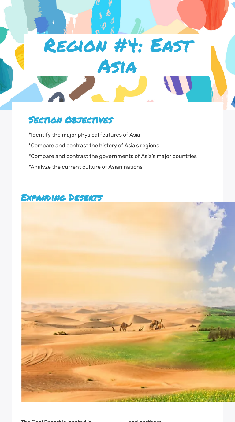Region #4: East Asia Grade 7 worksheet preview