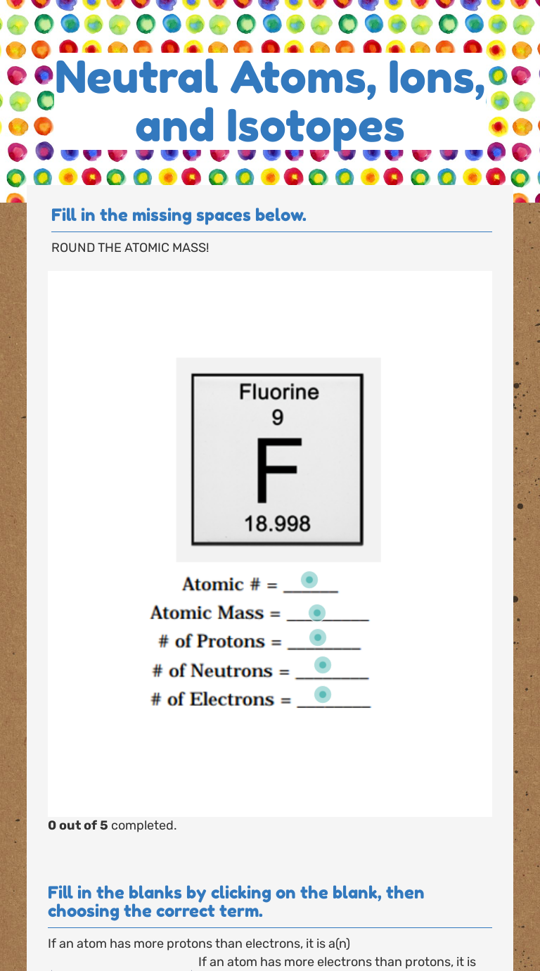 Neutral Atoms, Ions, and Isotopes  Interactive Worksheet by Within Isotopes Ions And Atoms Worksheet