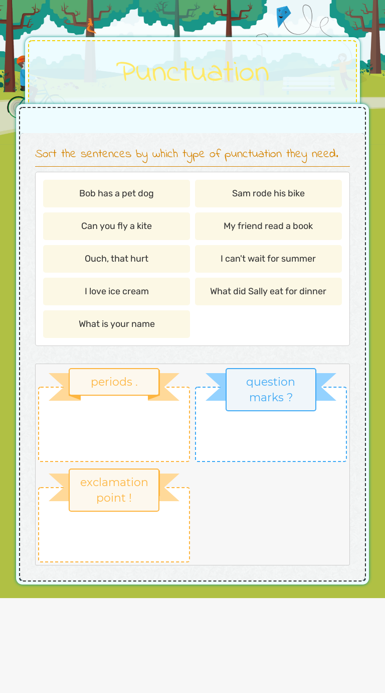 Punctuation worksheet preview