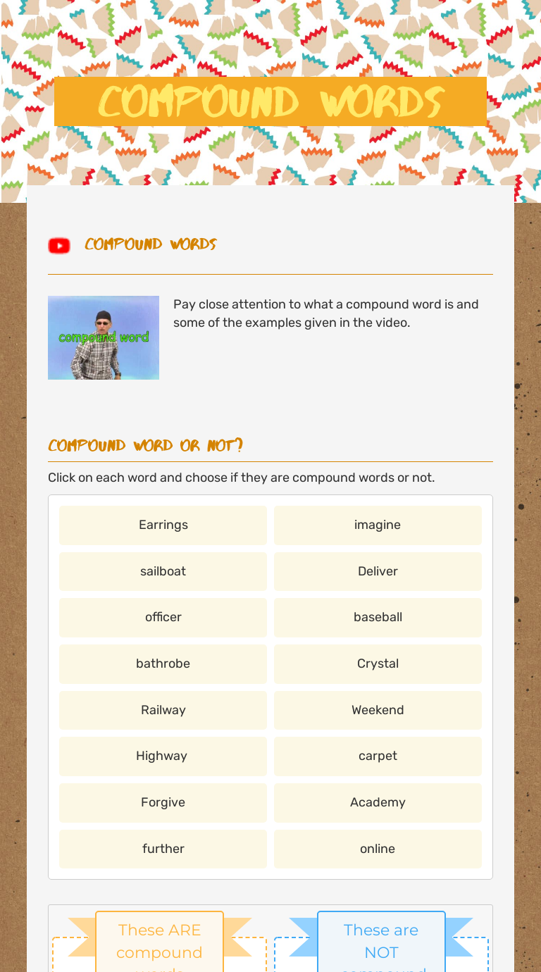 Compound words Grade 3 worksheet preview