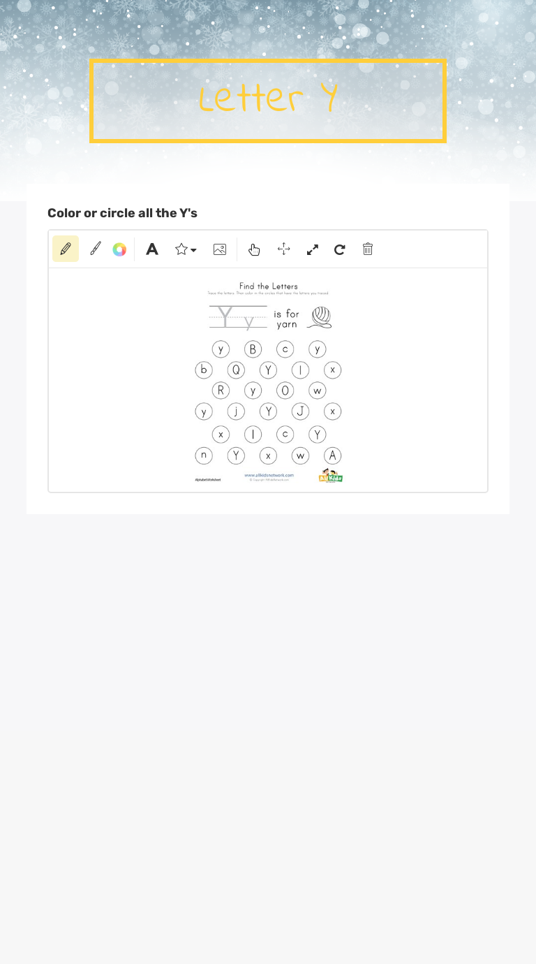 Letter Y worksheet