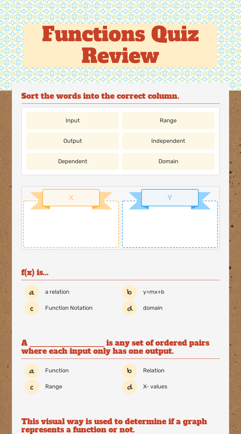 Functions Quiz Review | Interactive Worksheet By Elizabeth Baughan ...