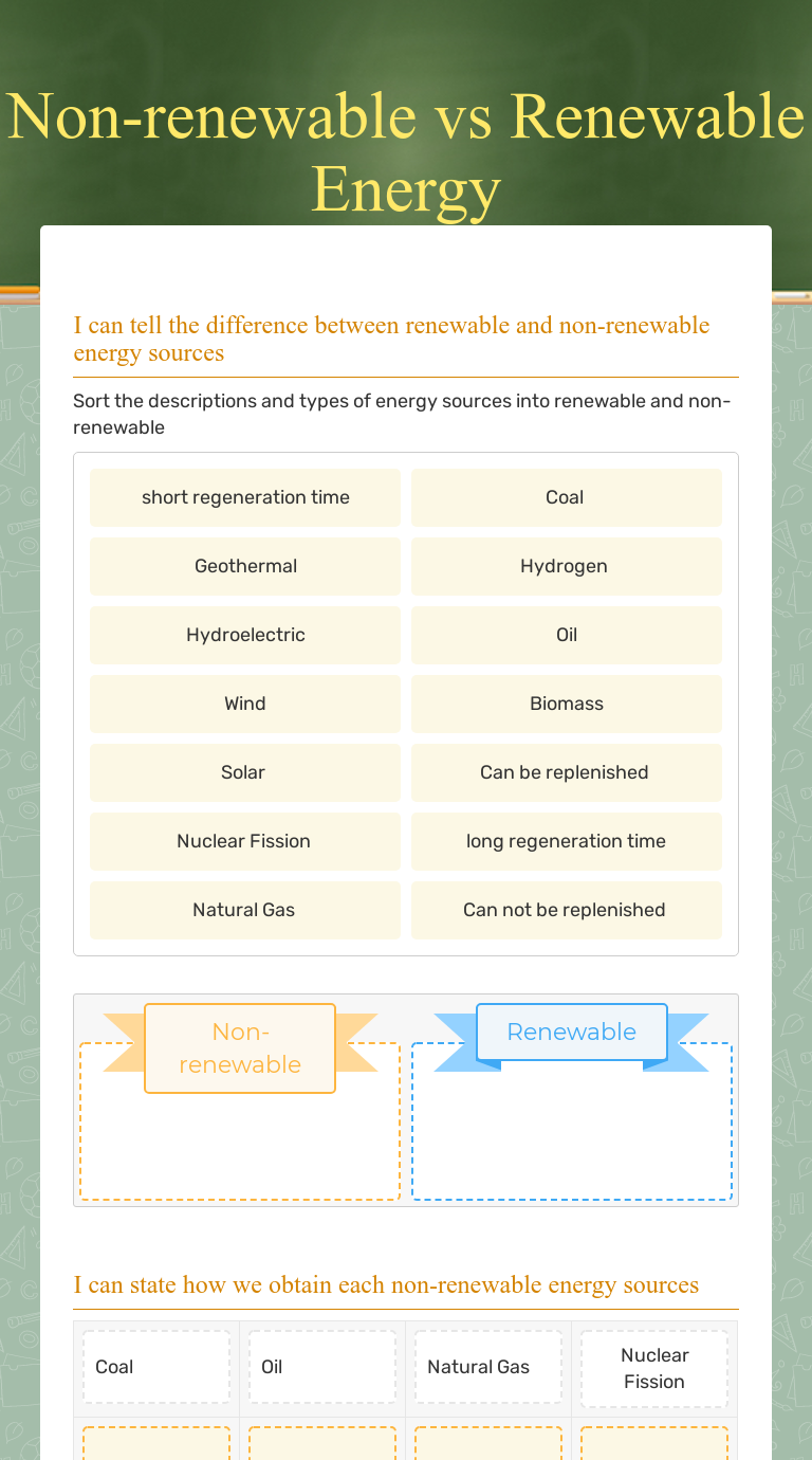 Non-renewable vs Renewable Energy | Interactive Worksheet by Brandon ...