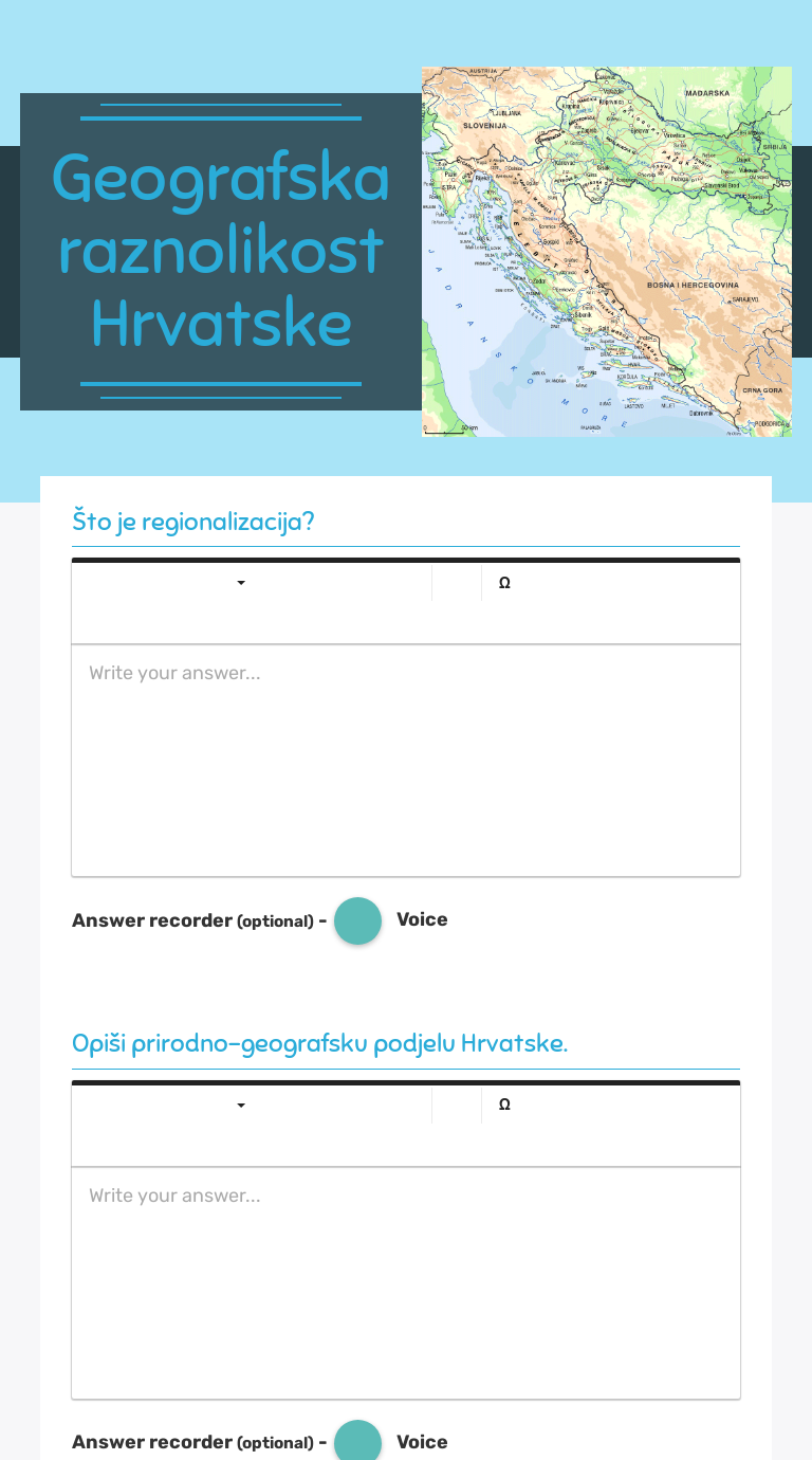 Geografska raznolikost Hrvatske worksheet preview image