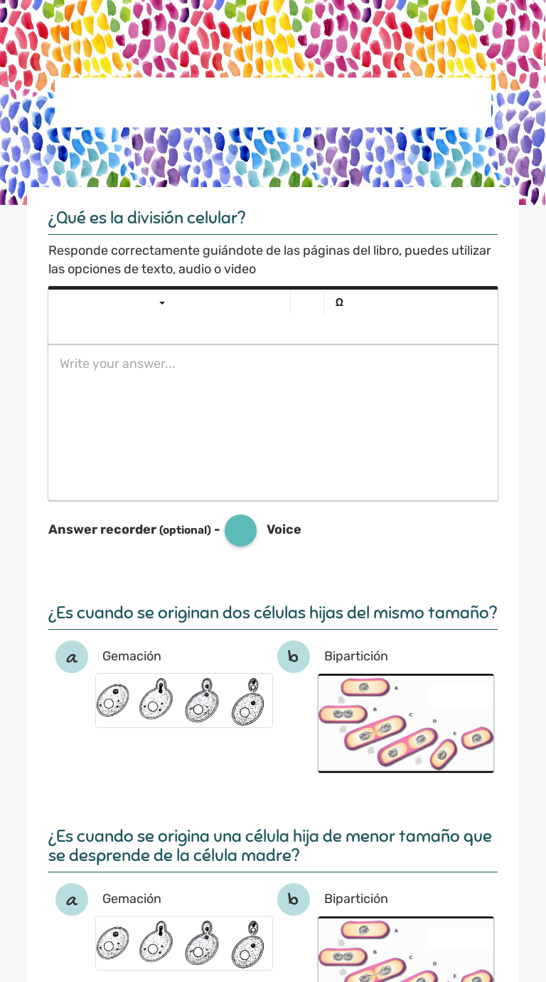 La Reproducción y División celular worksheet preview image