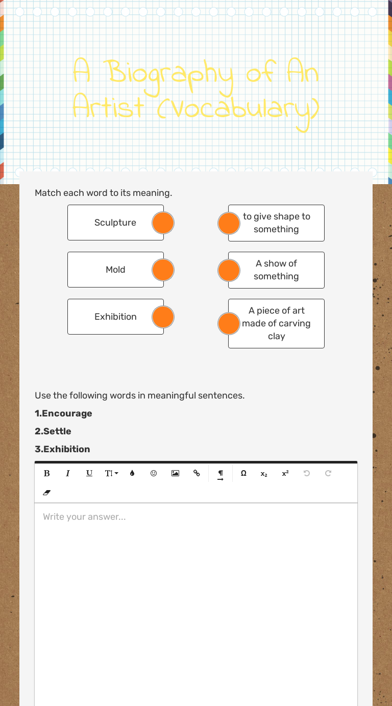 vocabulary to write a biography