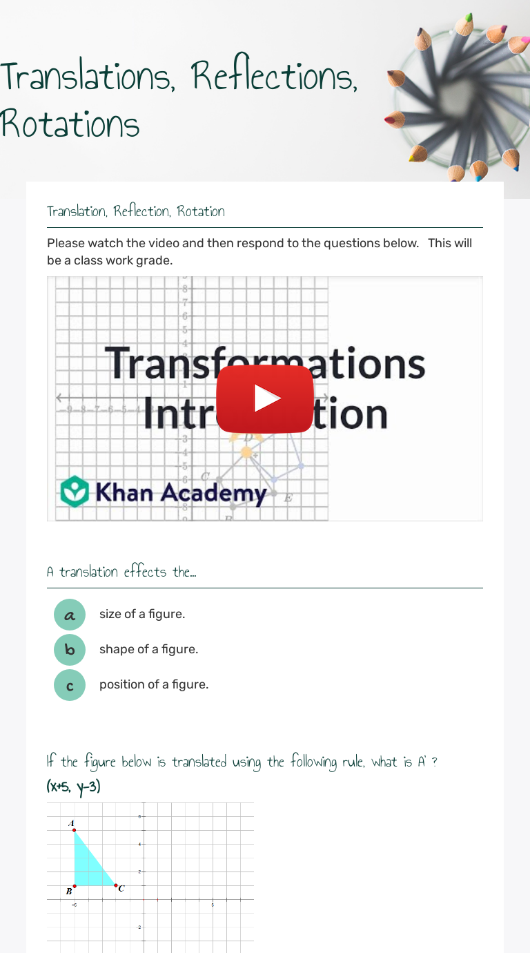 Translations, Reflections, Rotations | Interactive Worksheet By Laura ...