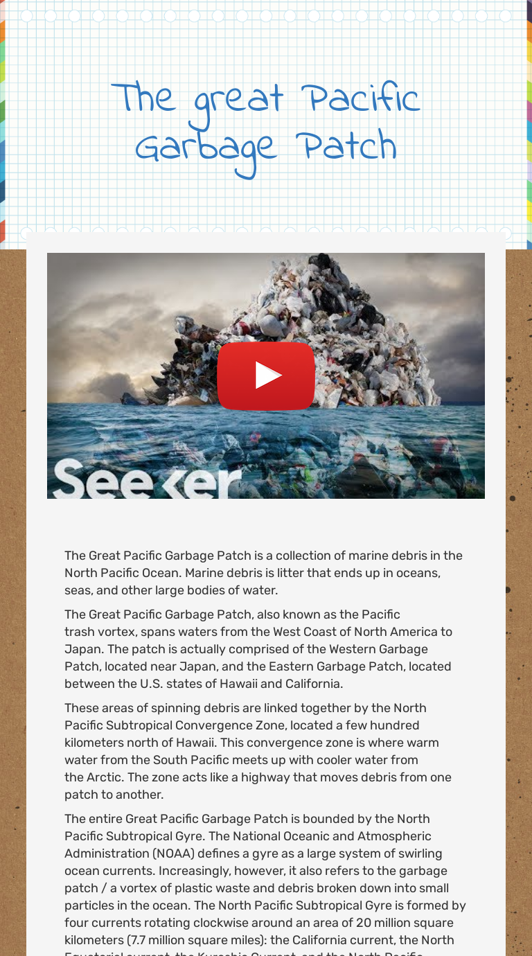 The great Pacific Garbage Patch worksheet preview image