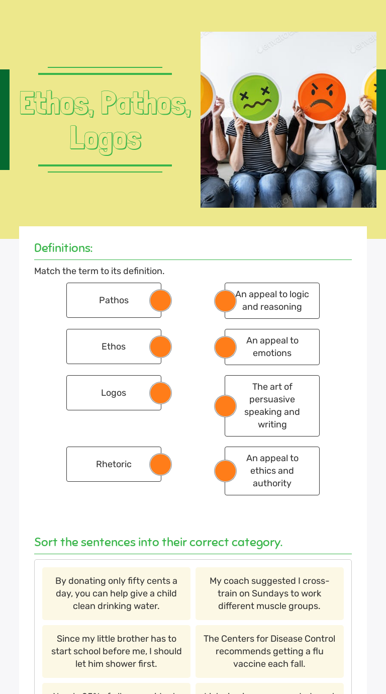 Ethos, Pathos, Logos  Interactive Worksheet by Sarah McDonough With Regard To Ethos Pathos Logos Worksheet