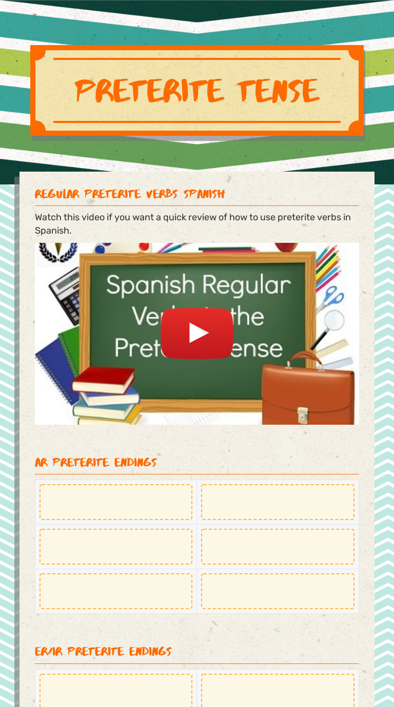 Preterite Tense Grade 11 worksheet preview