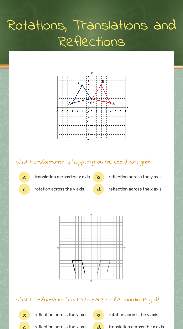 Rotations, Translations and Reflections Interactive Worksheet by