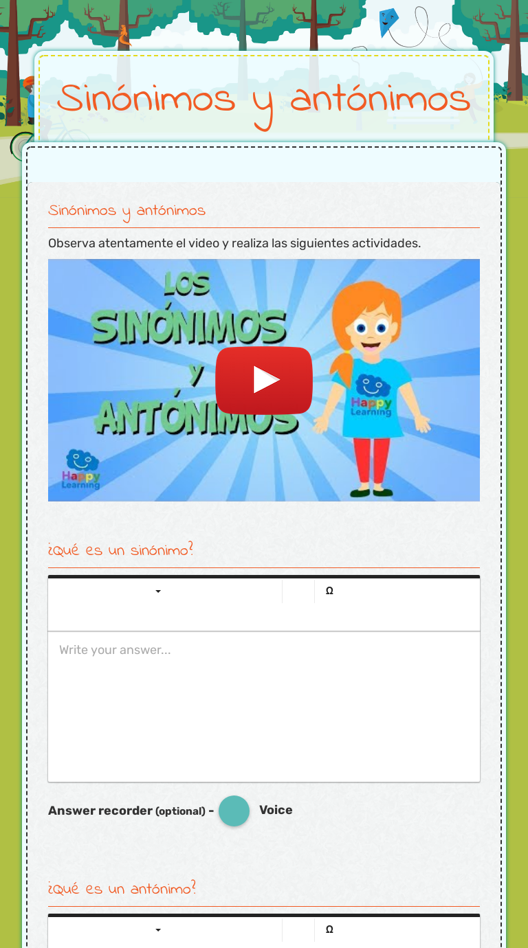 Sinónimos  Live Worksheets