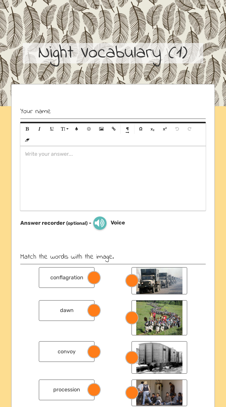 Night Vocabulary (1) worksheet preview image