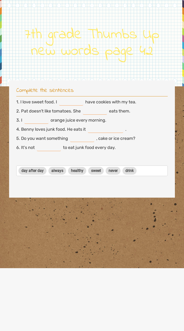 7th-grade-thumbs-up-new-words-page-42-interactive-worksheet-by-ofra-zvi-wizer-me