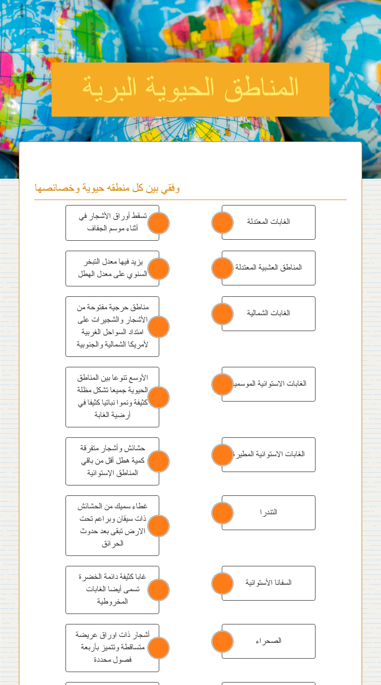 المناطق الحيوية البرية Interactive Worksheet By Ahlam Alghasham Wizer Me