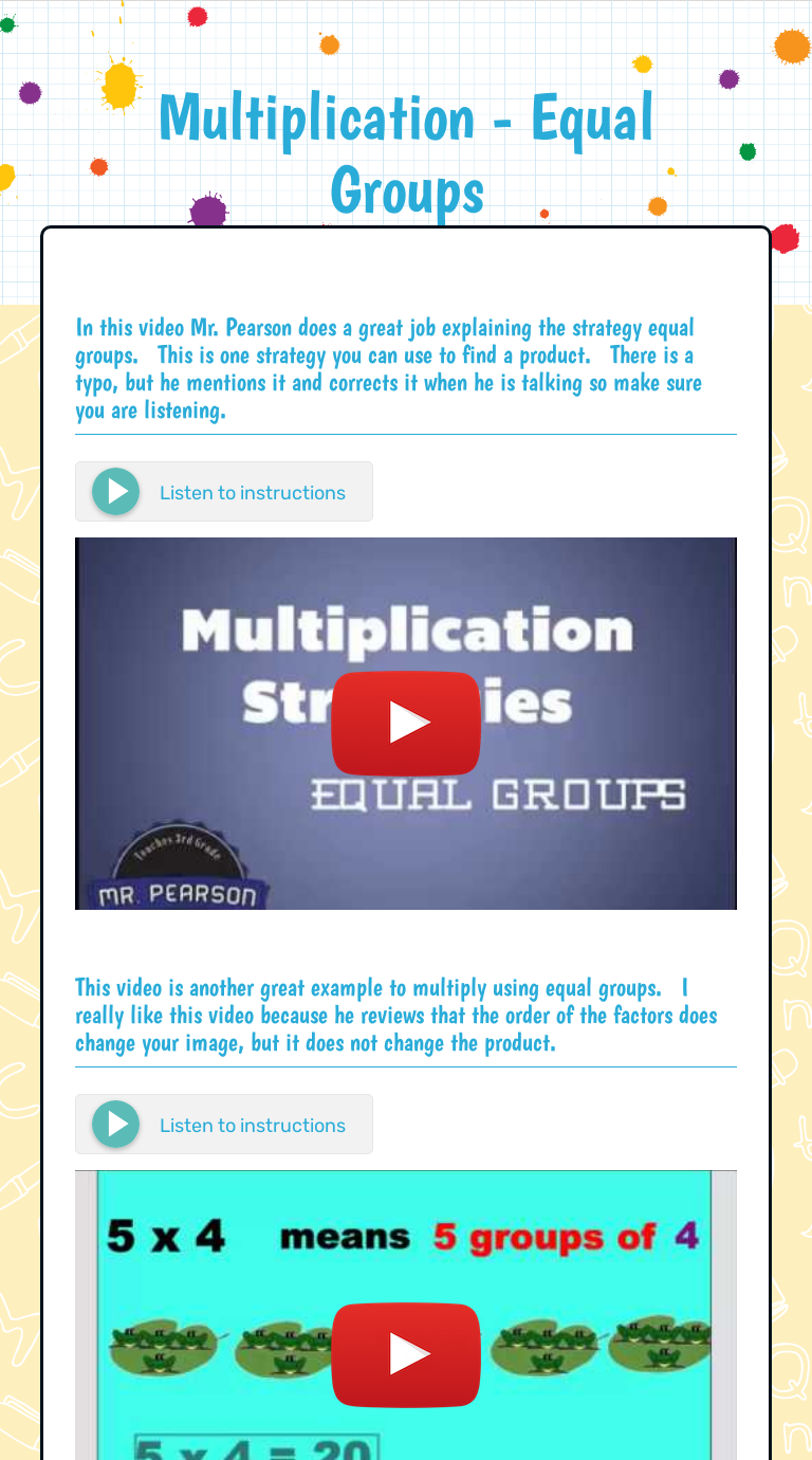 Multiplication -     Equal Groups Grade 3 worksheet preview