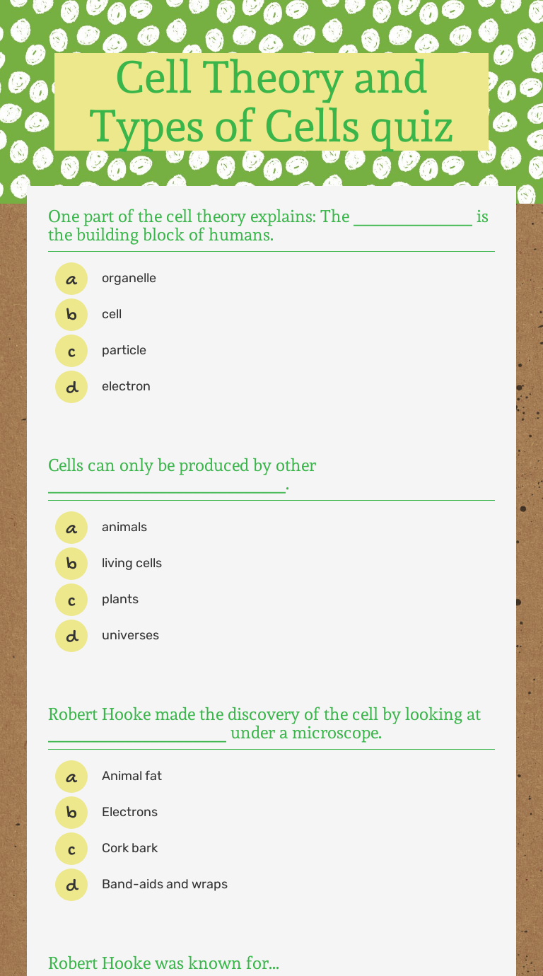 Cells And Cell Theory Worksheet Answers