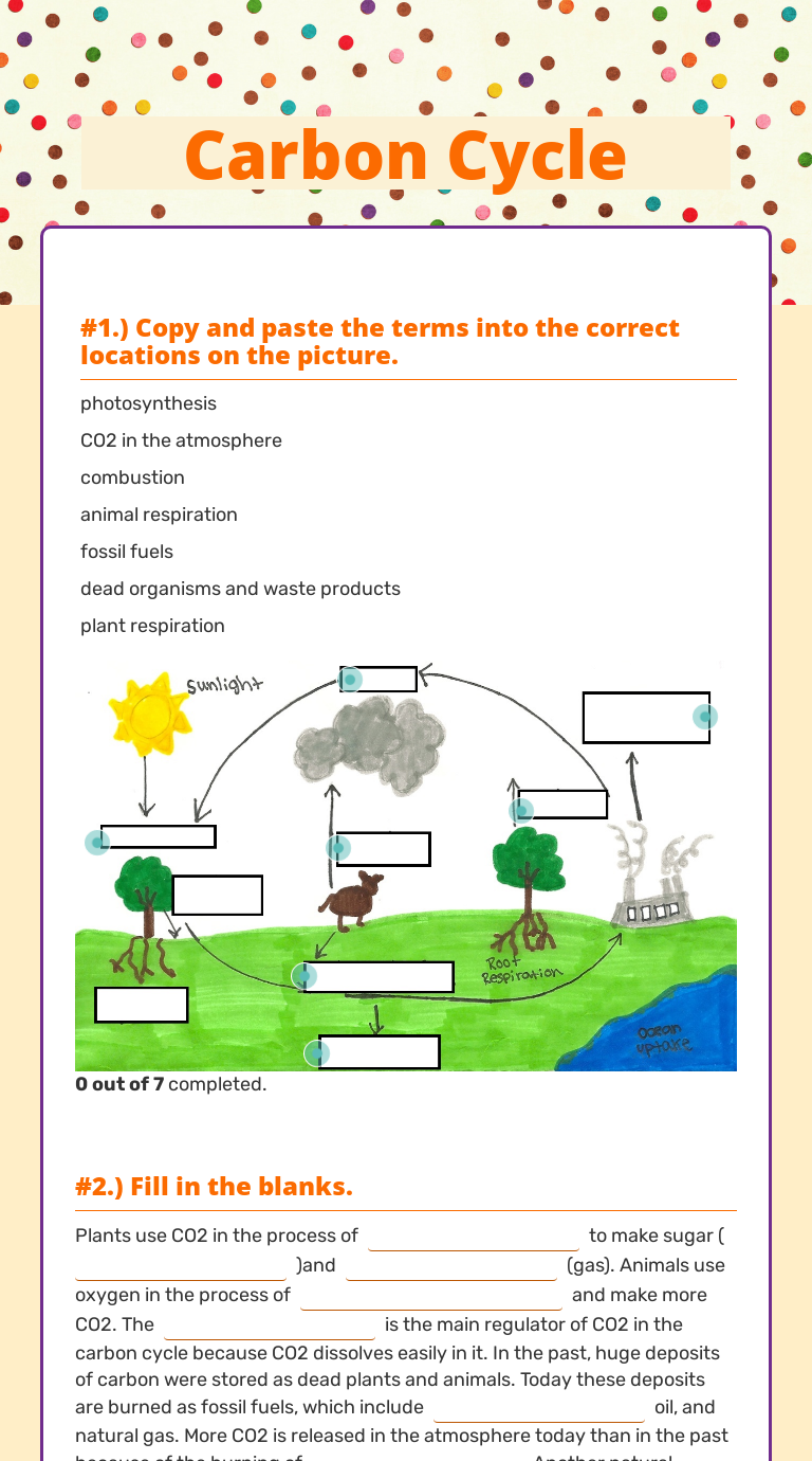 Carbon Cycle  Interactive Worksheet by Megan Stanley  Wizer.me Pertaining To Carbon Cycle Worksheet Answers