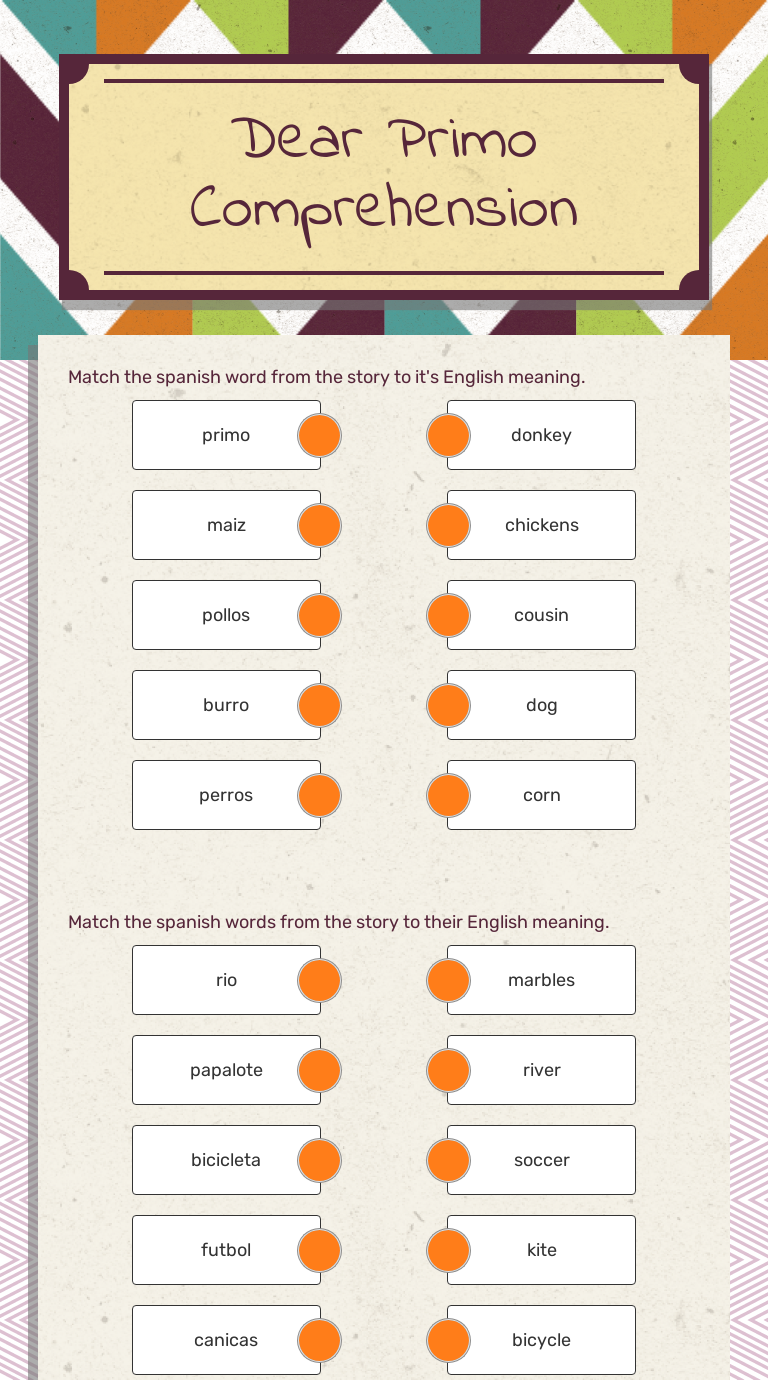 Dear Primo 
Comprehension worksheet preview