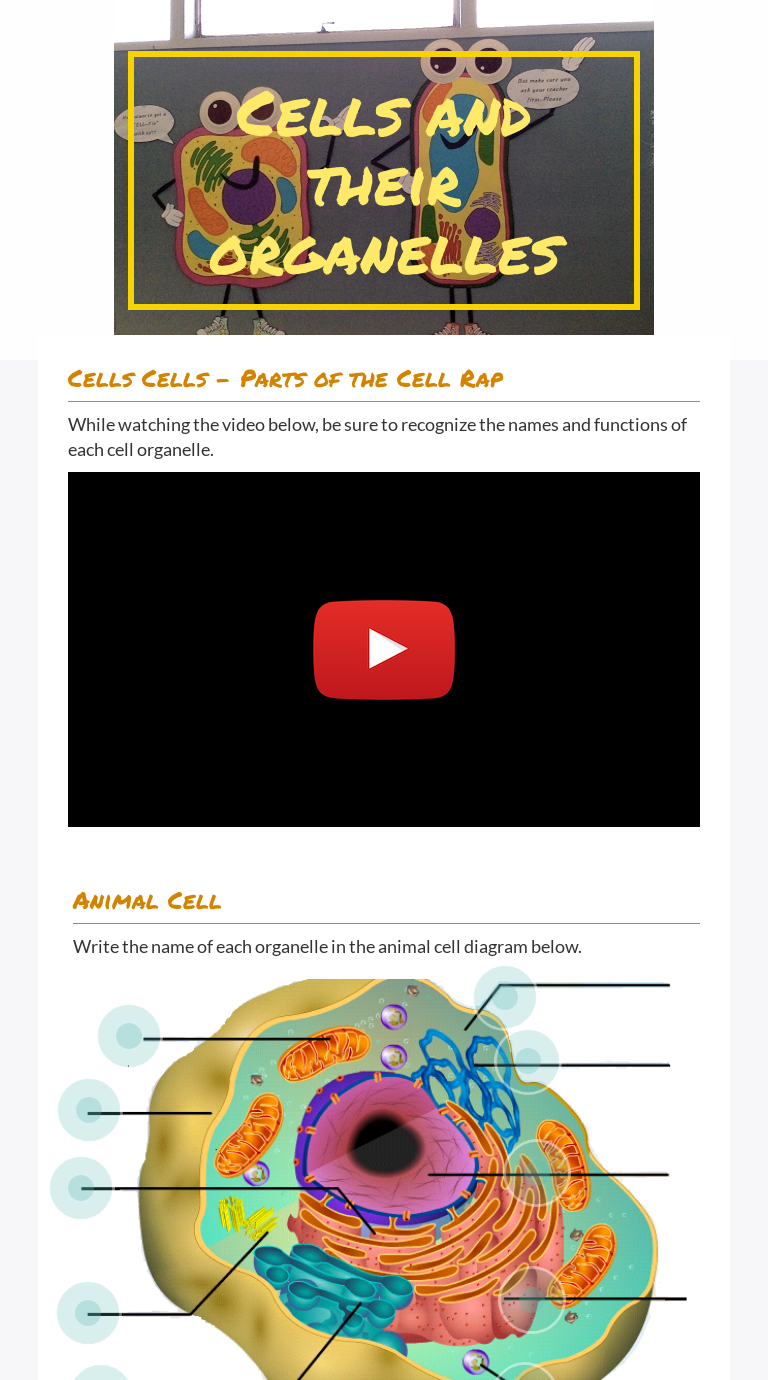 Cells and their organelles  Interactive Worksheet by Buffy McMann Within Cells And Their Organelles Worksheet