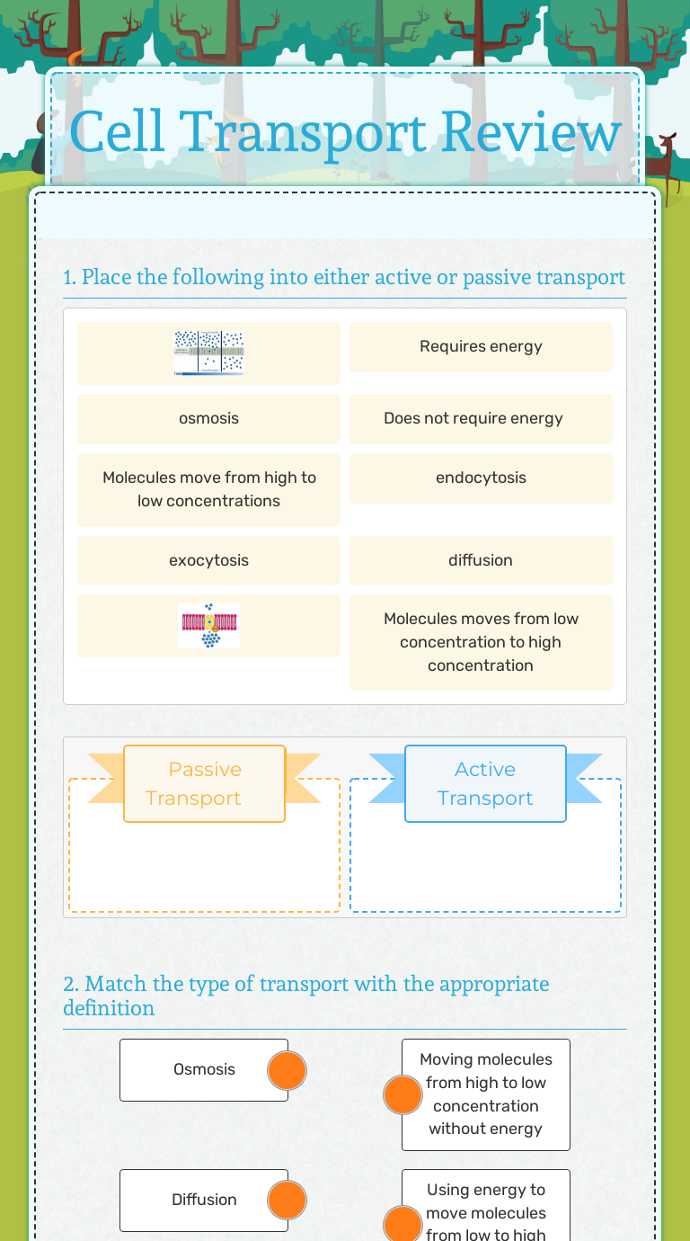 Cell Transport Review | Interactive Worksheet by Jessica Owens | Wizer.me