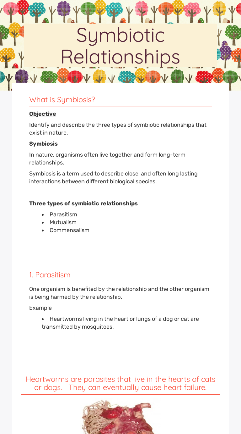 Symbiotic Relationships  Interactive Worksheet by Maura Collins For Symbiotic Relationships Worksheet Answers