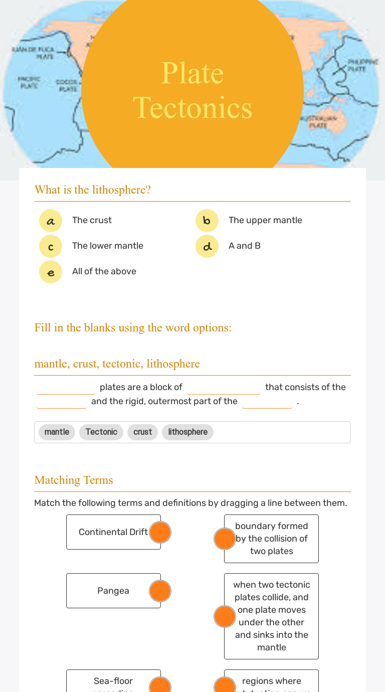 Plate Tectonics  Interactive Worksheet by Analuna Brambila  Wizer.me Throughout Plate Tectonics Worksheet Answers