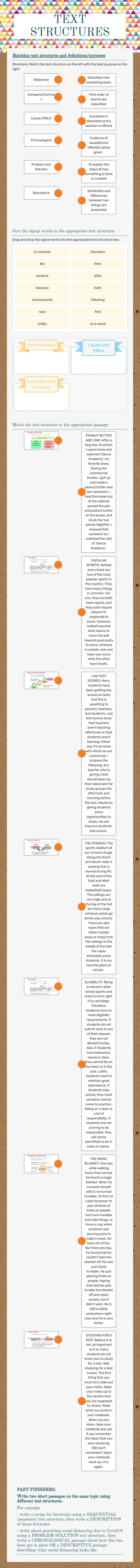 TEXT STRUCTURES worksheet preview image