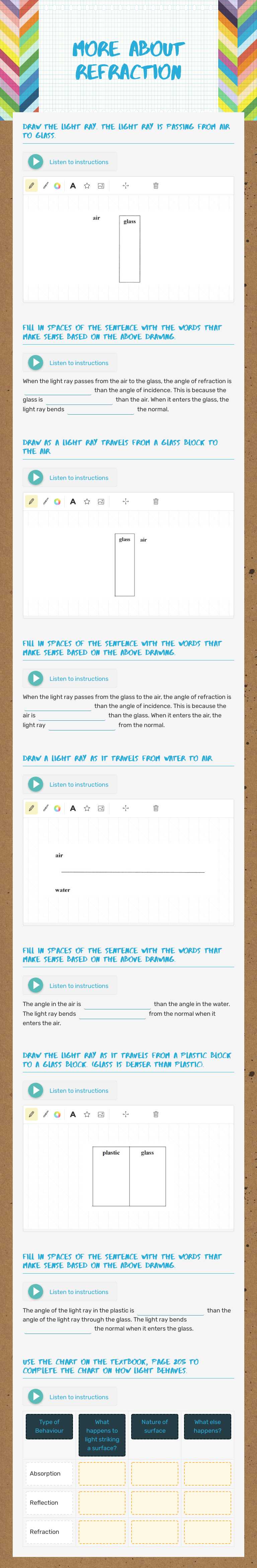 More About Refraction Grade 8 worksheet preview