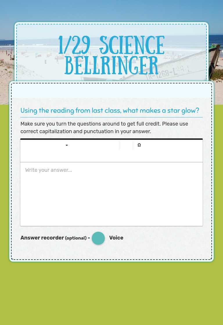 1/29 science Bellringer worksheet preview image