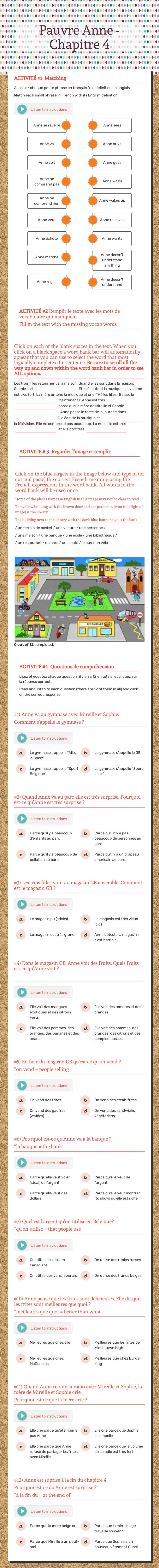 Pauvre Anne - Chapitre 4 worksheet preview image