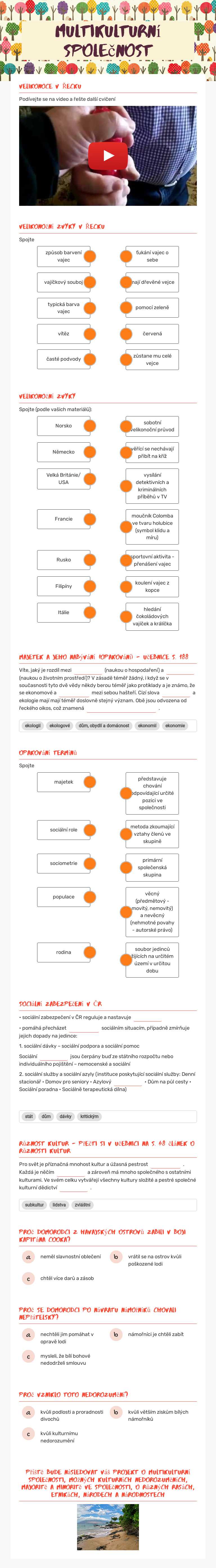 Multikulturní společnost worksheet preview image