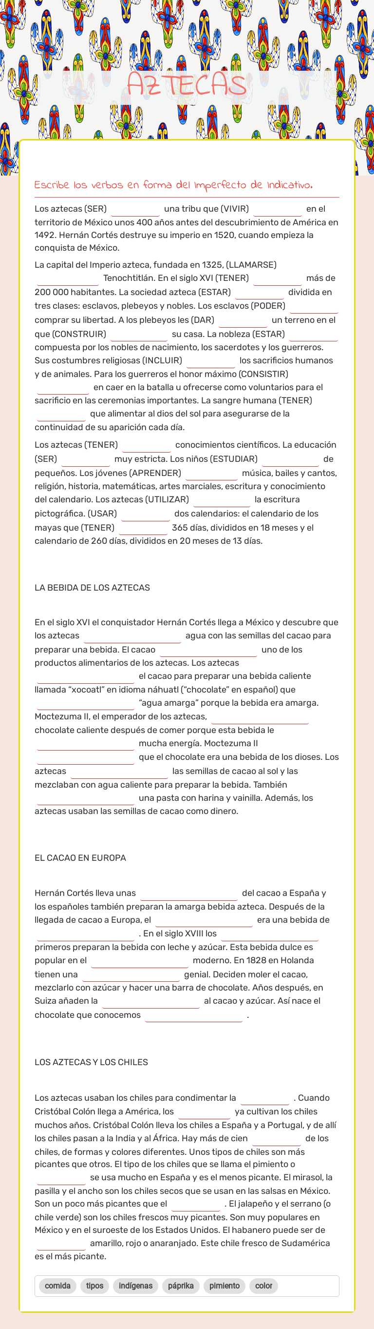 AZTECAS worksheet preview image