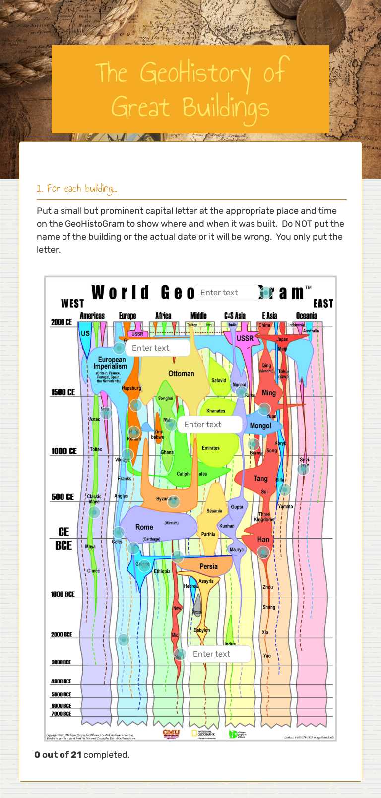 The GeoHistory of Great Buildings worksheet preview image