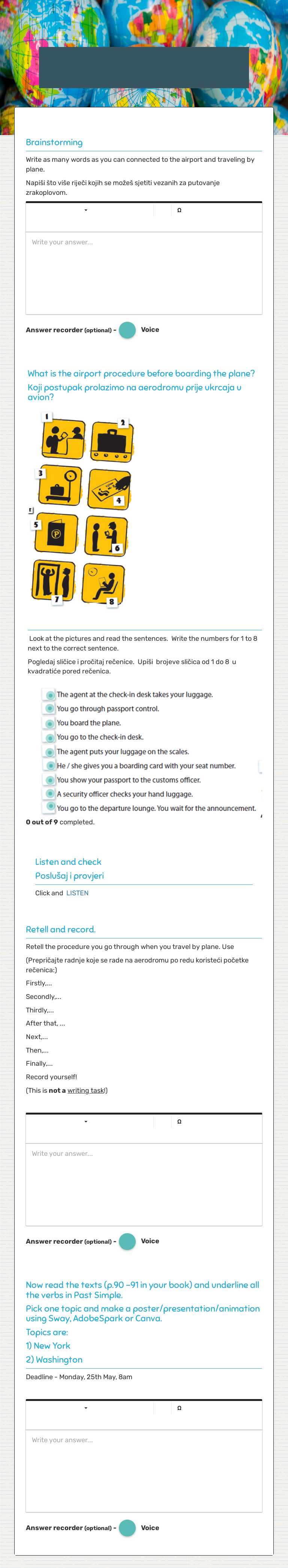 AT THE AIRPORT Grade 6 worksheet preview
