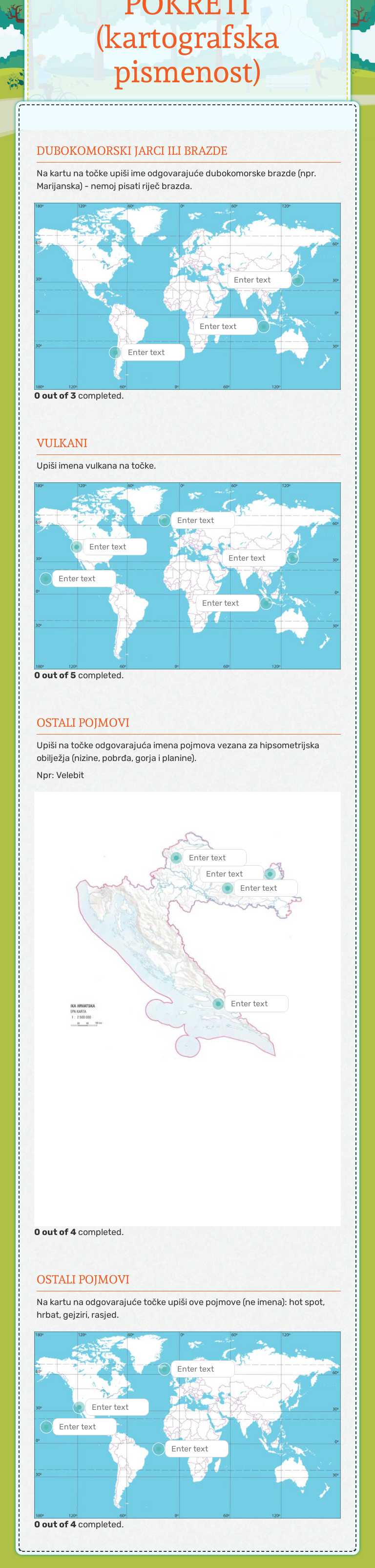 RELJEF I ENDOGENI POKRETI 
(kartografska pismenost) worksheet preview image