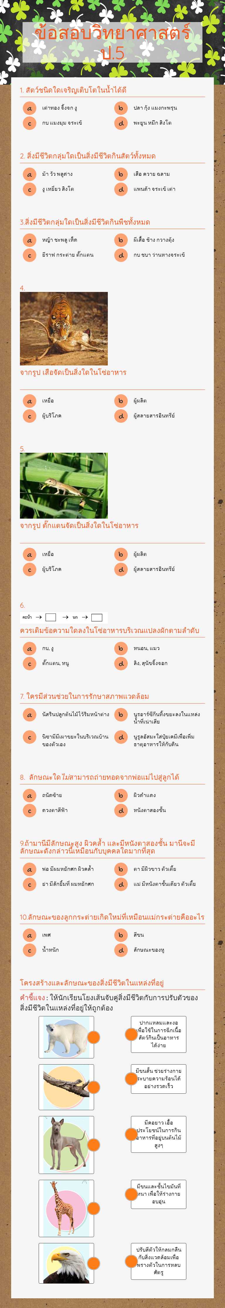 ข้อสอบวิทยาศาสตร์ ป.5 worksheet preview