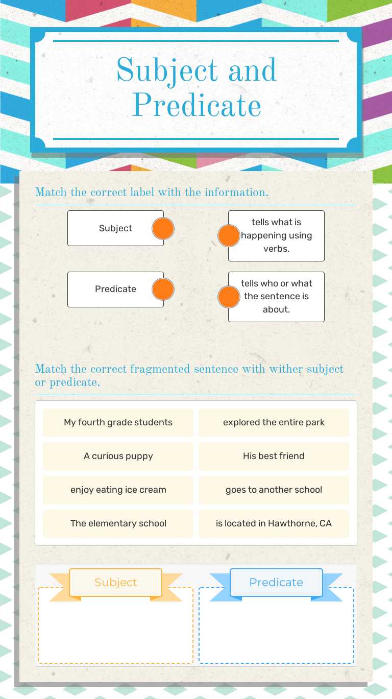 Subject and Predicate Grade 4 worksheet preview
