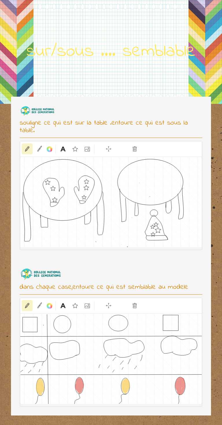 sur/sous .... semblable worksheet preview image