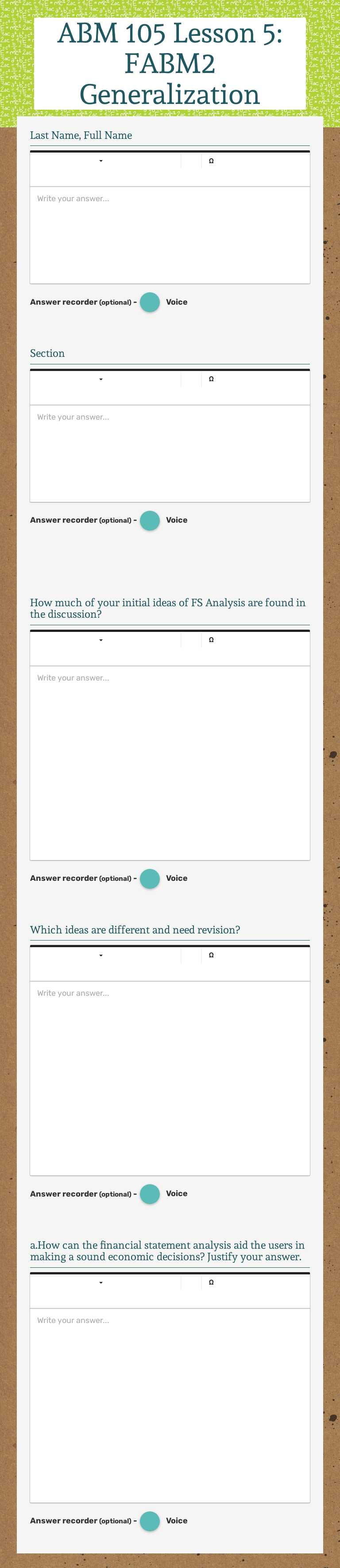 ABM 105 Lesson 5: FABM2 Generalization Grade 12 worksheet preview