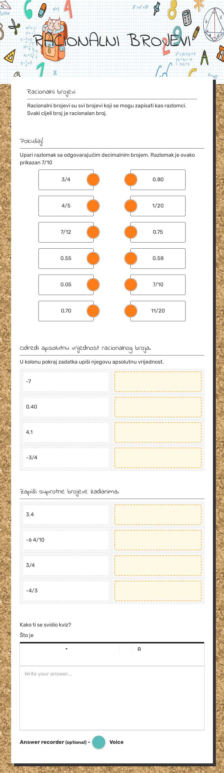 RACIONALNI BROJEVI Grade 6 worksheet preview