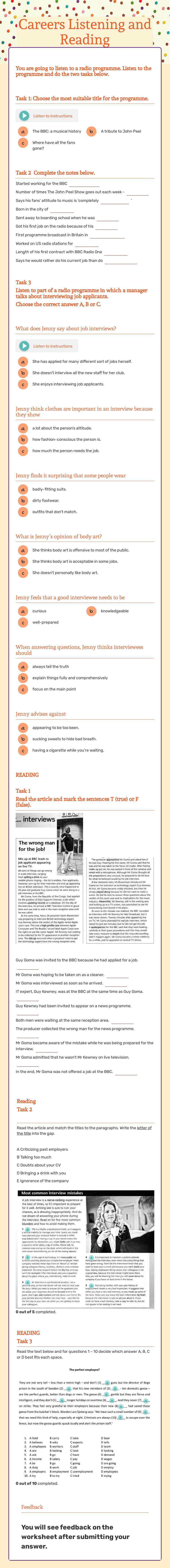Careers
Listening and Reading worksheet preview image